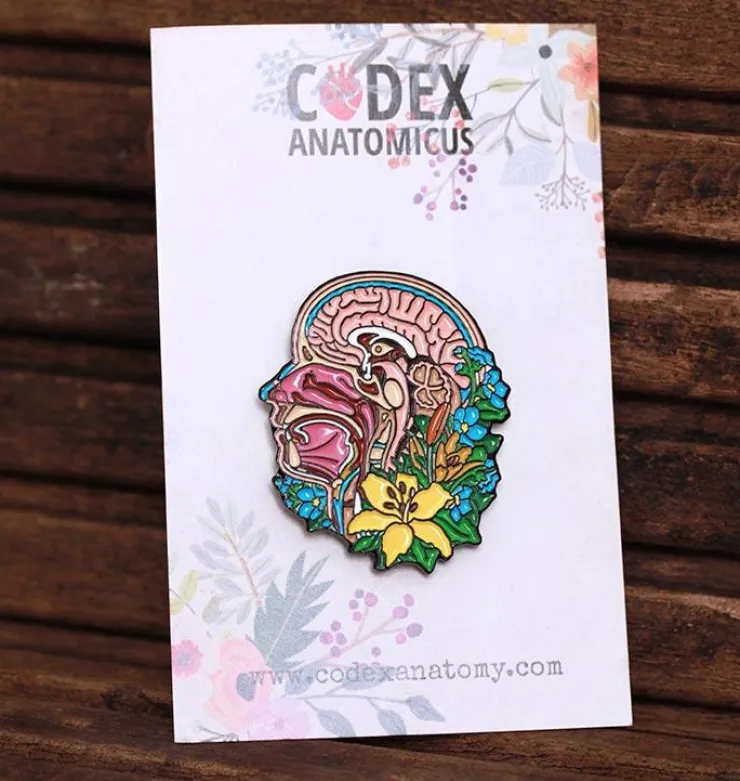 Section de tête et cerveau avec des fleurs - Pins-Codex Anatomicus Outlet