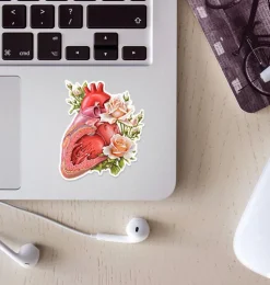 Sticker d'anatomie cardiaque - Floral-Codex Anatomicus Hot