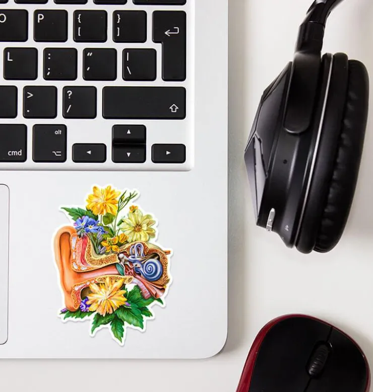 Sticker d'anatomie d'oreille - Floral-Codex Anatomicus