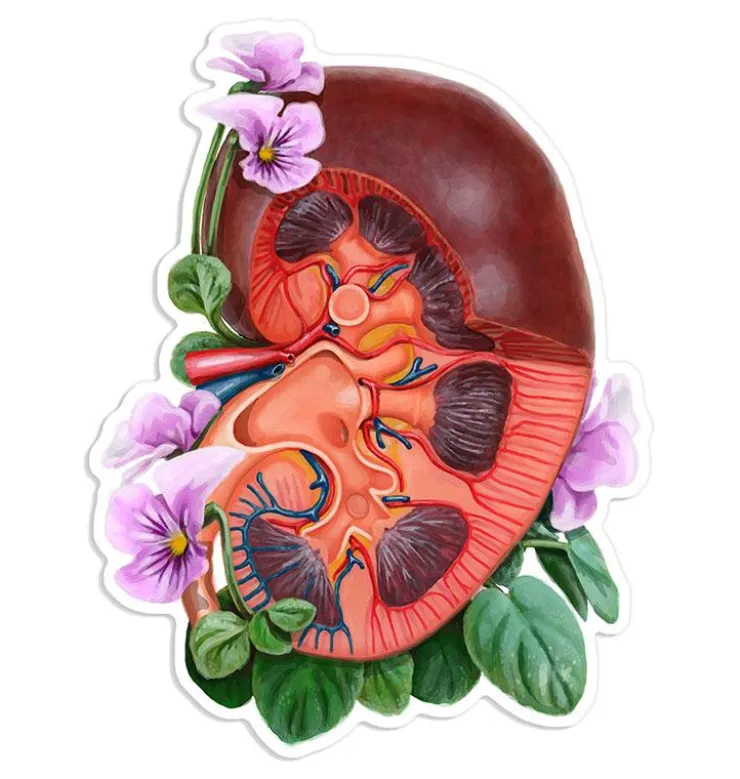 Sticker d'anatomie du rein - Floral-Codex Anatomicus Best
