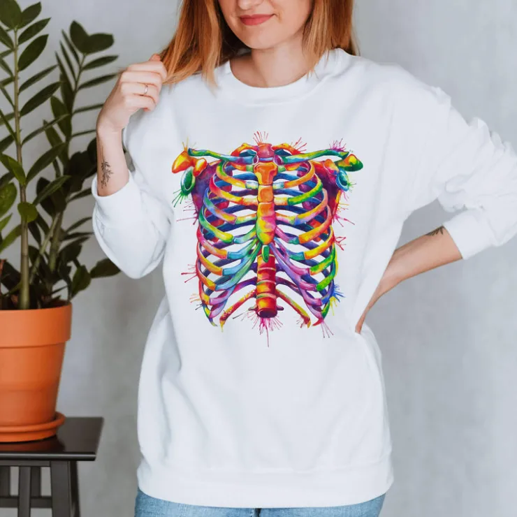 Sweat Unisexe Cage Thoracique - Aquarelle-Codex Anatomicus New
