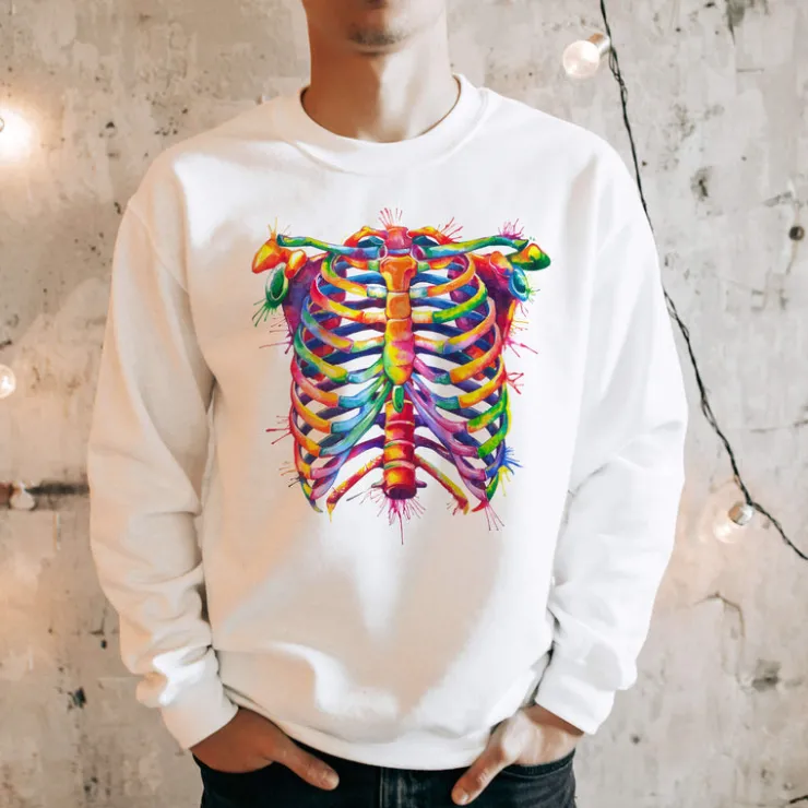 Sweat Unisexe Cage Thoracique - Aquarelle-Codex Anatomicus New