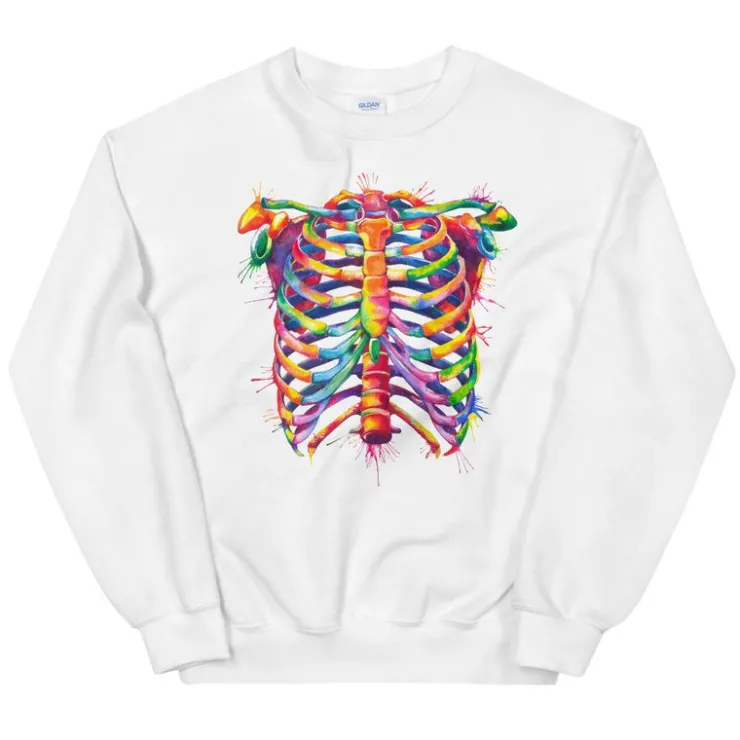 Sweat Unisexe Cage Thoracique - Aquarelle-Codex Anatomicus New