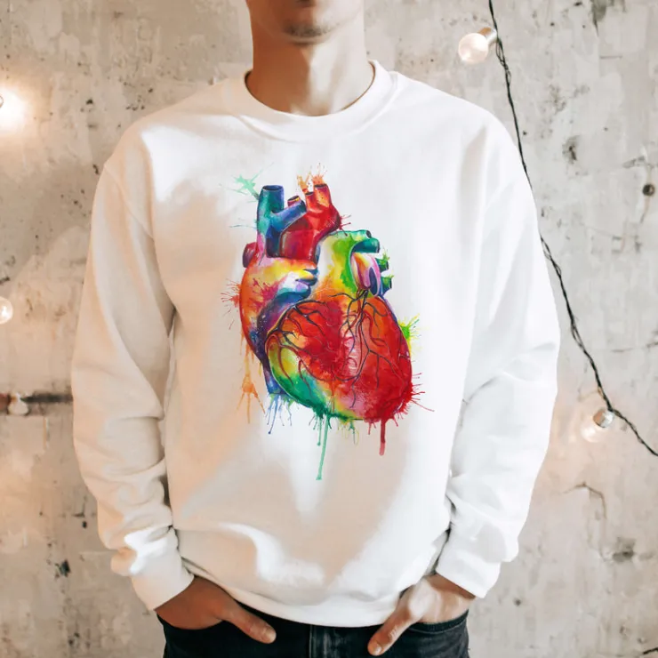 Sweat Unisexe Coeur - Aquarelle-Codex Anatomicus Hot