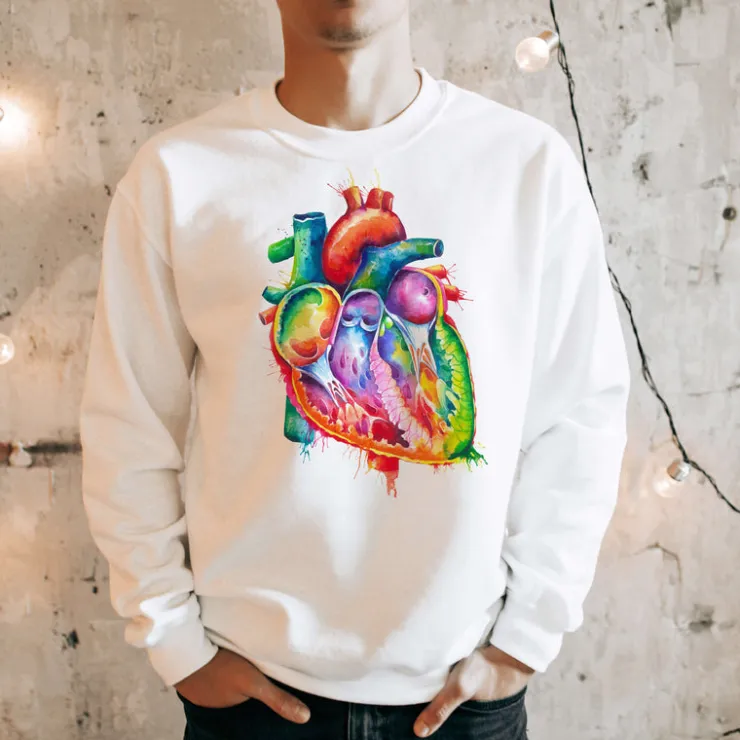 Sweat Unisexe Cœur - Aquarelle-Codex Anatomicus Sale