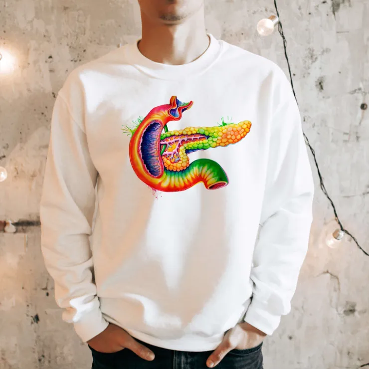 Sweat Unisexe Pancréas - Aquarelle-Codex Anatomicus Sale