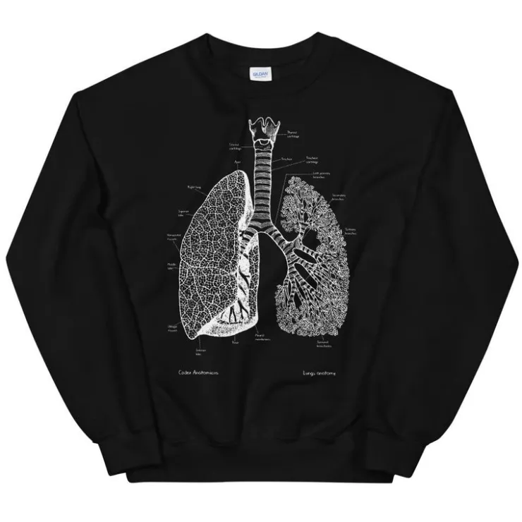 Sweat Unisexe Poumons - Chalkboard-Codex Anatomicus Discount