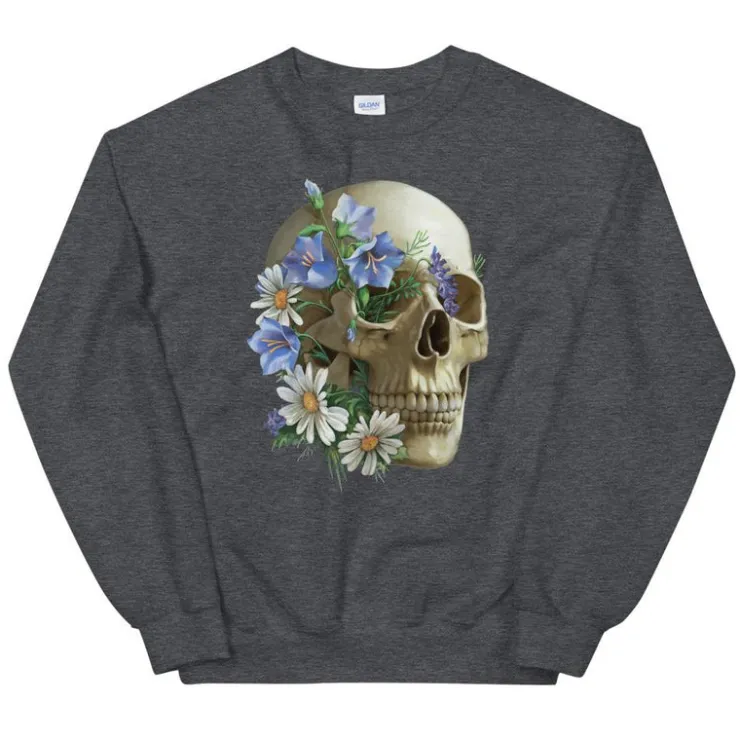 Sweat Unisexe Tête de Mort - Floral-Codex Anatomicus New