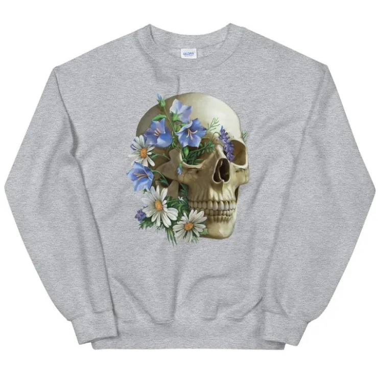 Sweat Unisexe Tête de Mort - Floral-Codex Anatomicus New