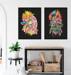 Système urinaire - Floral - Noir-Codex Anatomicus Outlet