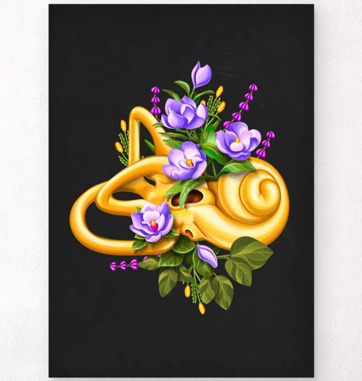 Système vestibulaire - Floral - Noir-Codex Anatomicus Clearance
