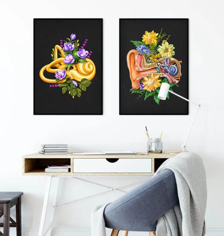 Système vestibulaire - Floral - Noir-Codex Anatomicus Clearance