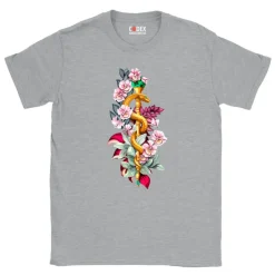 T-shirt Unisex Bâton d'Asclépios - Floral-Codex Anatomicus Online