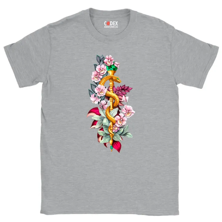 T-shirt Unisex Bâton d'Asclépios - Floral-Codex Anatomicus Online