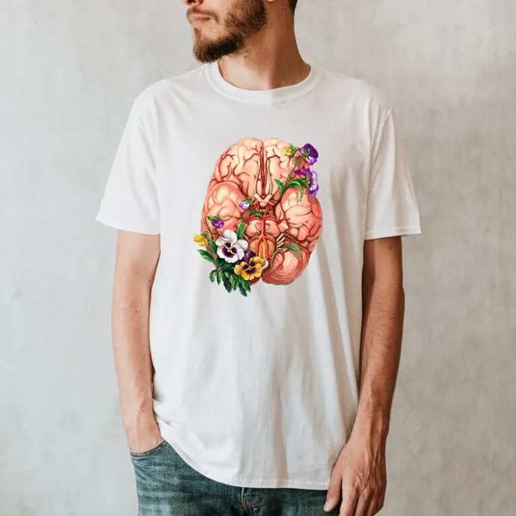T-shirt Unisexe Cerveau - Floral-Codex Anatomicus Clearance
