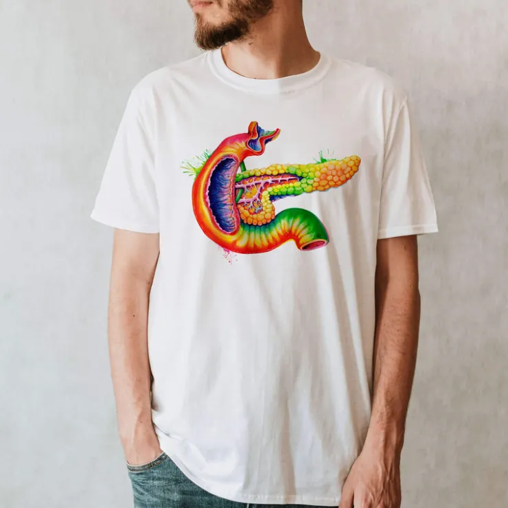 T-shirt Unisexe Pancréas - Aquarelle-Codex Anatomicus