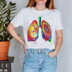 T-shirt Unisexe Poumons - Aquarelle-Codex Anatomicus Discount