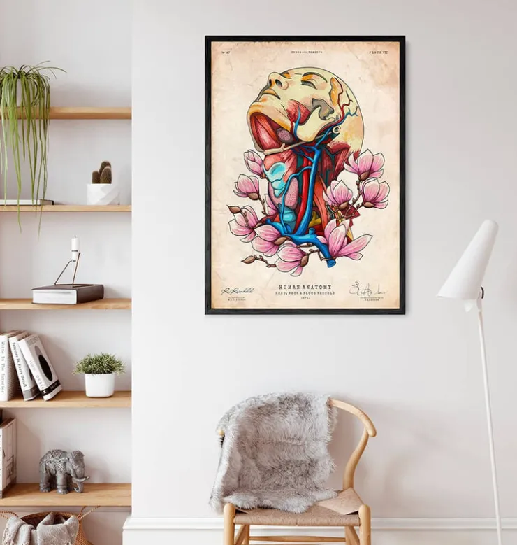 Tête, cou et artères - Floral - Vieux papier-Codex Anatomicus Outlet