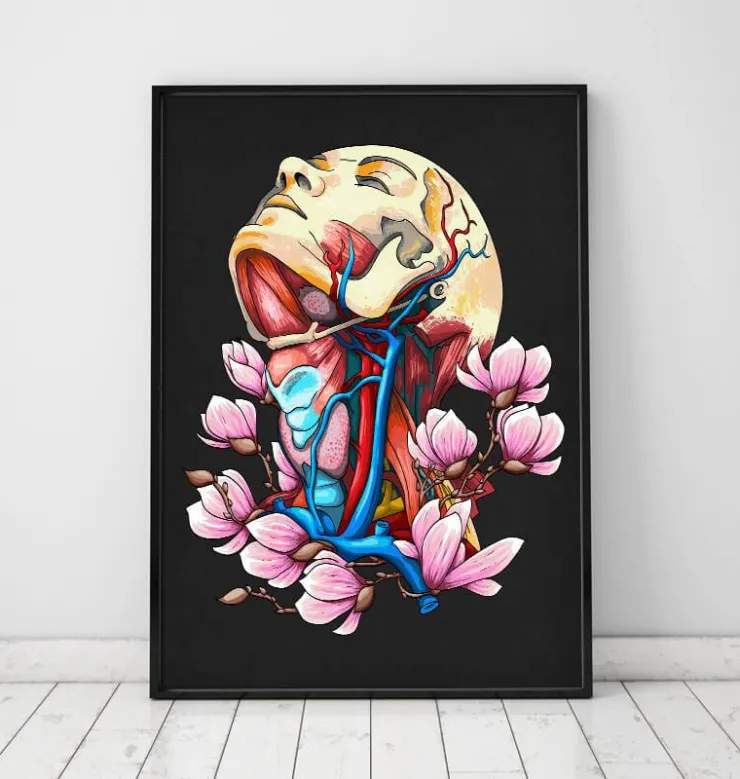 Tête, cou et artères - Floral - Noir-Codex Anatomicus