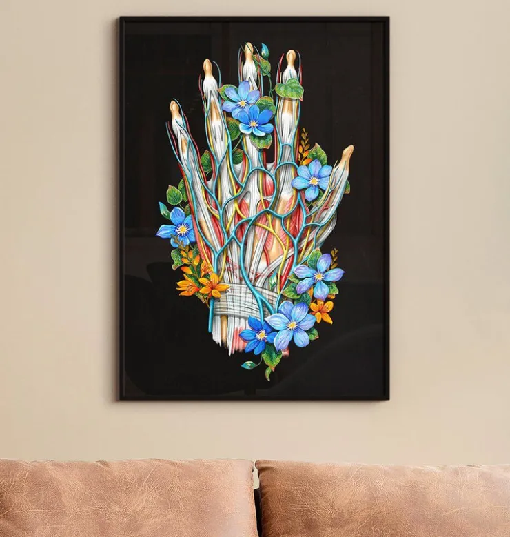 Vaisseaux sanguins de la main - Floral - Noir-Codex Anatomicus Sale