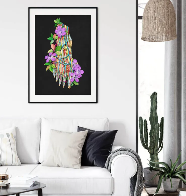 Vaisseaux sanguins du pied - Floral - Noir-Codex Anatomicus Discount